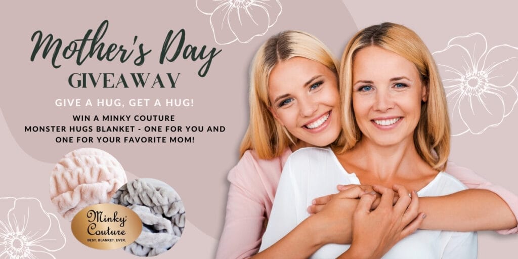 Mother and daughter hugging each other Mother's Day Minky Couture giveaway