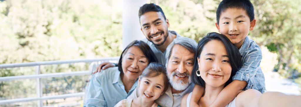 Happy family taking a selfie