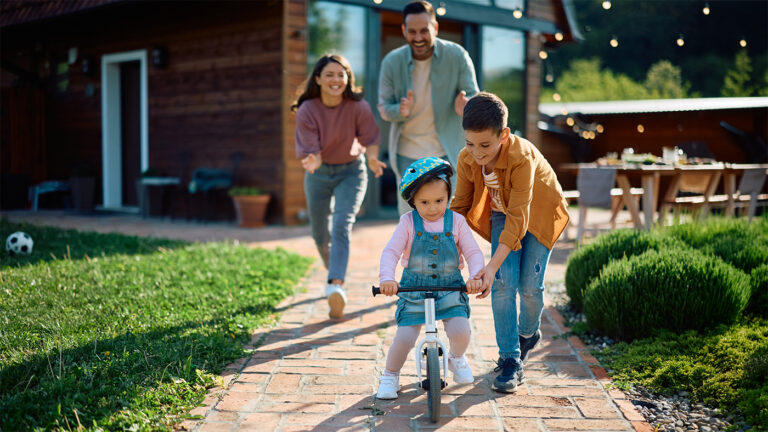 family going on a bike ride